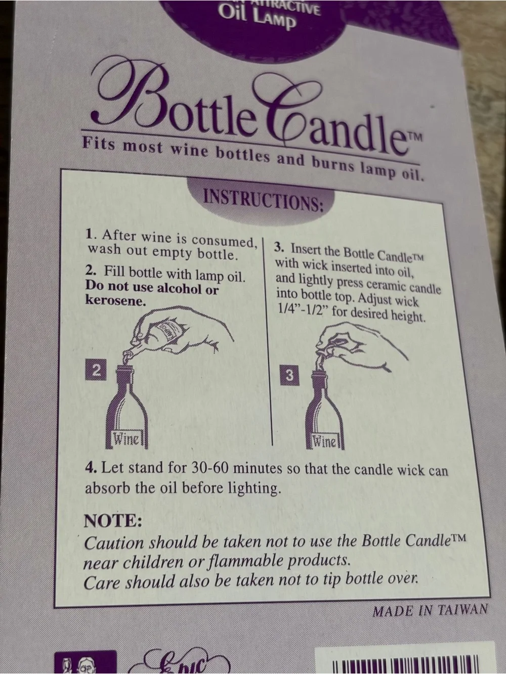 Wine Bottle Oil Lamp Wicks — Beige and White